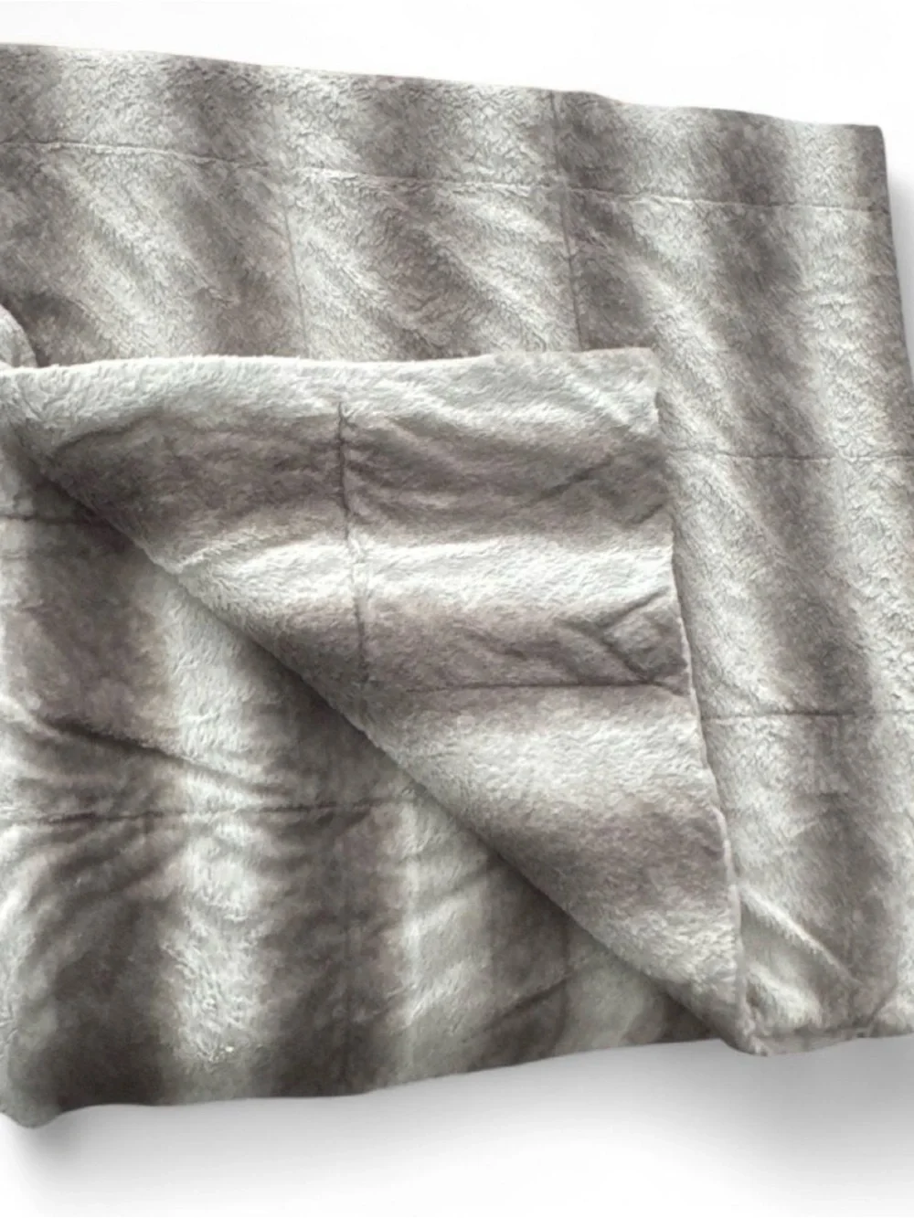 Saks Fifth Avenue Silver-Gray Faux Fur Throw Blanket